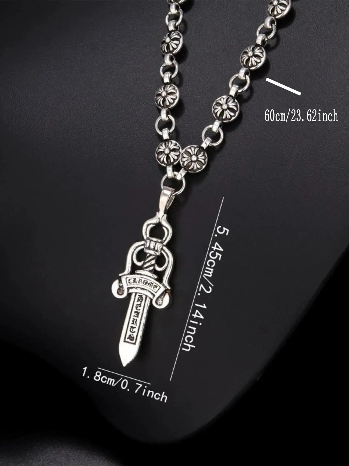Set of 2 Retro Gothic Cross Necklaces, Unisex Punk Sword Jewelry, Hip Hop Iron Chain, Punk Style Necklace, Perfect Gift for Men & Women, All Seasons, Alloy Necklace