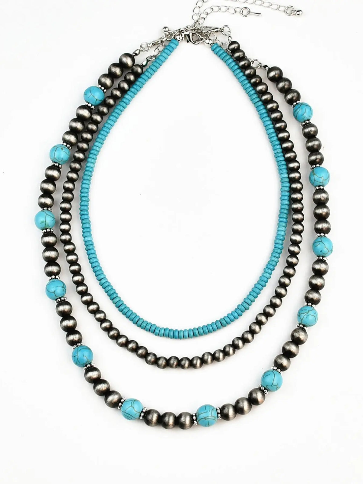 Boho Style Turquoise Texture Beaded Necklace Set, Fashion Jewelry for Party, Daily Clothing Decor, Trendy All-match & Exquisite Jewelry for Birthday Gift, Daily Wear Necklace, Decorative Necklace, Bead Necklaces