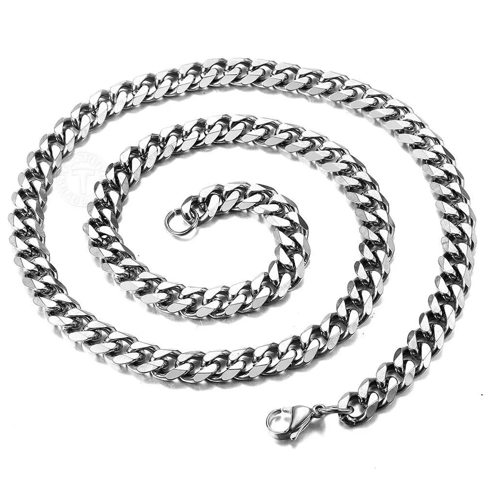3/5/7/9/11mm Hermah Men's Curb Chain Necklace Choker Silver/Gold Color Stainless Steel Cuban Link Jewelry for Male Female Valentine Gift
