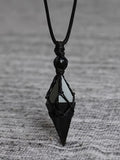 Bohemian Natural Obsidian Pendant Necklace, Unisex Adjustable Handmade Boho Style Jewelry, Casual Versatile Gift for Valentine's Day and Mother's Day, Trendy Jewellery Accessories