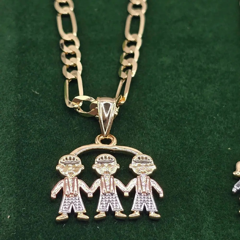 Female Mom's Pendant Necklace with 22" GP Chain, Children & Grandchildren Boy & Girl Charms, Valentine Gifts for Mom, Chain Jewelry