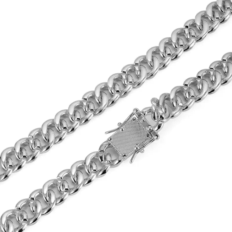 Men's Stainless Steel Cuban Links Necklace - 1.3cm Wide 50cm Rope Chain, Hip Hop Jewellery Without Pendant, Durable Chain & Link Fashion Accessory for Everyday Wear & Birthday Gifts