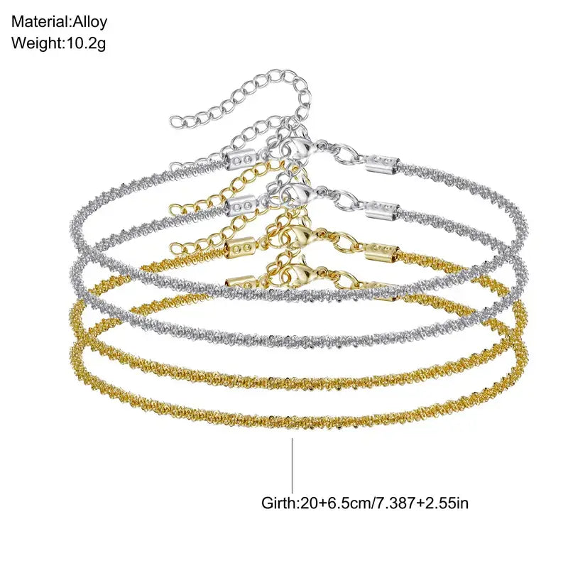 Women's Stainless Steel Initial Layered Dainty Beaded Waterproof Plus Size Ankle Bracelets - Anklets for Women, Ankle Anklets, Summer Essential Costume Jewelry