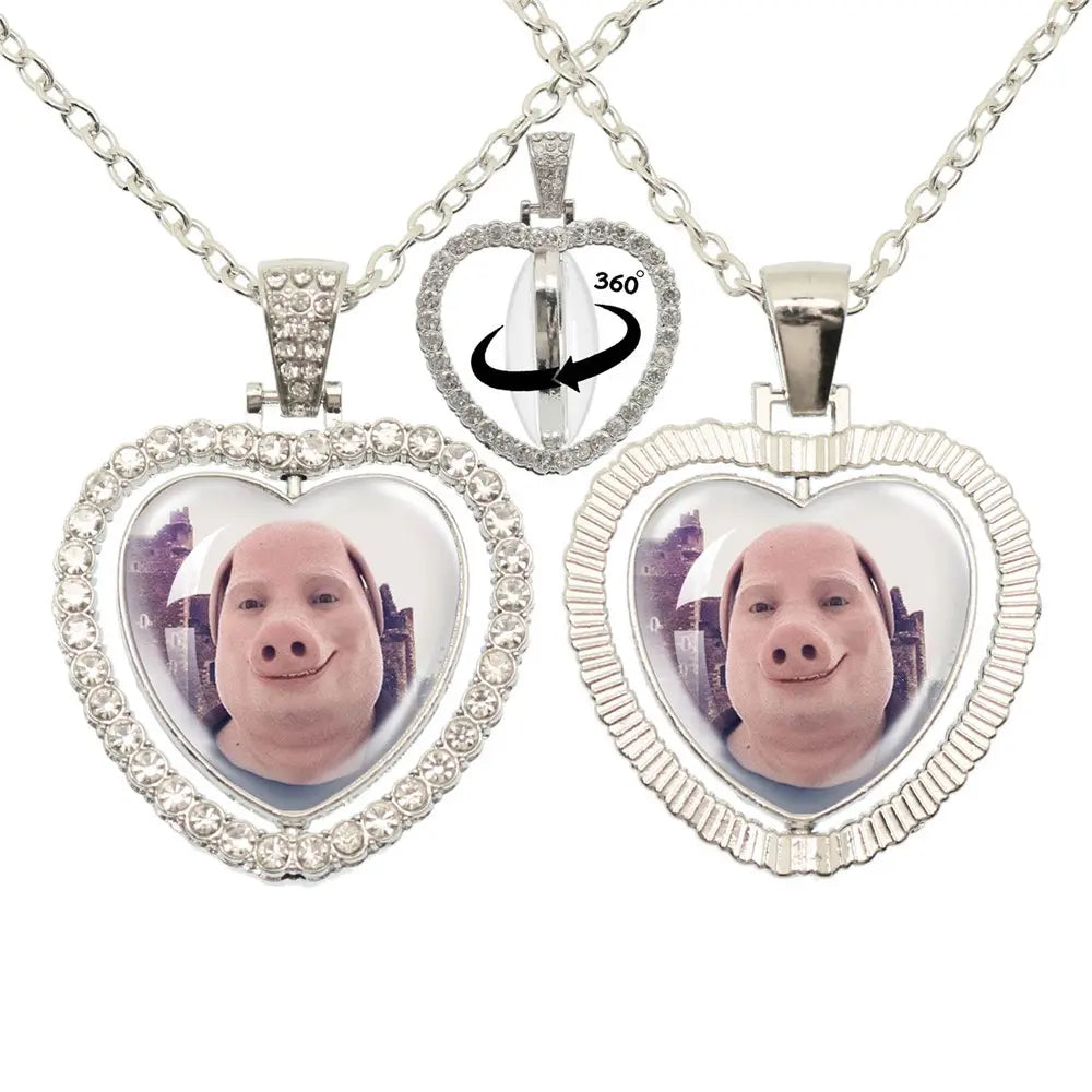 Whimsical John Pork Calling Phone Graphic Pig Necklace - Costume Jewelry for Women, Quirky Gift Accessories for Women, Moon Design POP Style Necklaces