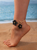 Women's Elegant Flower Design Anklet, Exquisite Trendy Anklet, Fashionable Body Jewelry for Women & Girls for Daily & Party Decoration, Elegant Accessory, Exquisite Jewelry Gift, Fashionable Jewelry Accessories