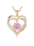 Mother's Day Gift Rose Flower Gift Box Set with Birthstone Heart Necklace, Love Heart Necklace, Perfect for Mom Daughter Girlfriend Wife Birthday Christmas Valentine's Day Exquisite Chain Jewelry, Stainless Steel Necklaces, Modern Versatile Accessories
