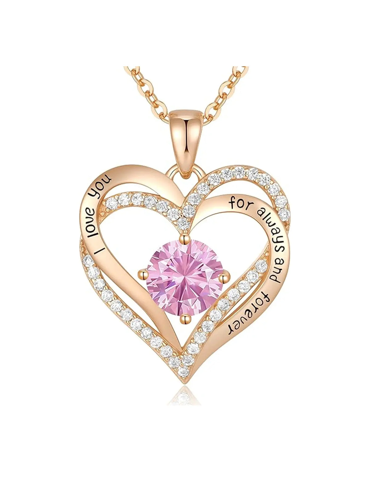 Mother's Day Gift Rose Flower Gift Box Set with Birthstone Heart Necklace, Love Heart Necklace, Perfect for Mom Daughter Girlfriend Wife Birthday Christmas Valentine's Day Exquisite Chain Jewelry, Stainless Steel Necklaces, Modern Versatile Accessories