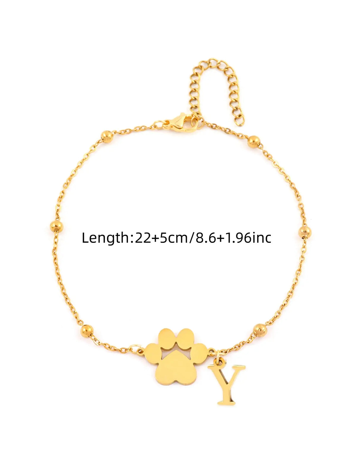 Women's Stainless Steel Anklet, Cute Letter Dog Paw Print Design, All Seasons Fashion Jewelry for Women, Initial Anklet