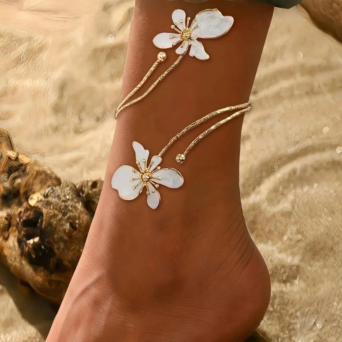 Women's Adjustable Single Enamel Anklet - Geometric Line 3D Enamel Detail, Casual Female Costume Jewelry for Party, Vacation, Ideal Gift Accessory
