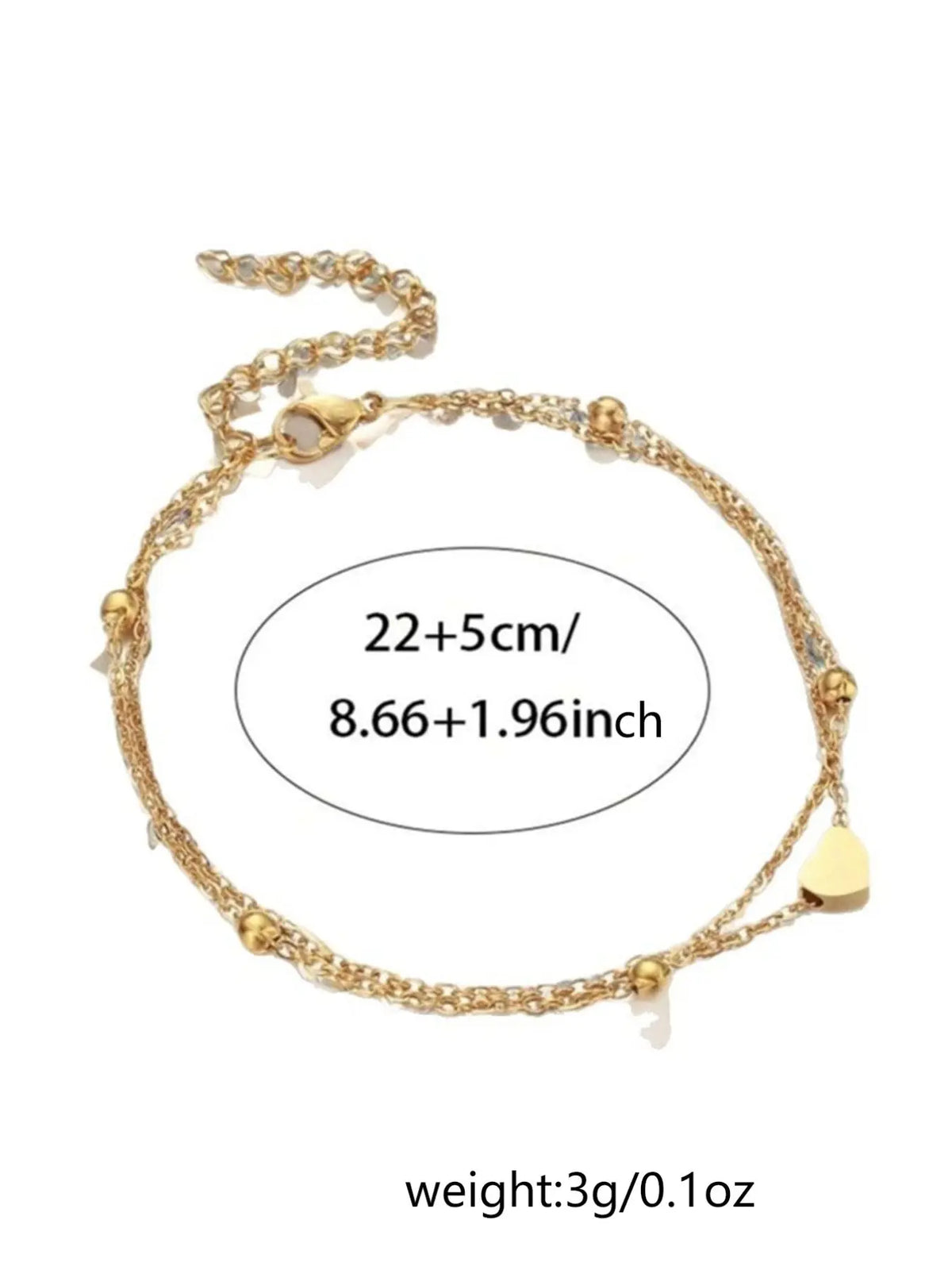 Bohemian Style Anklet Heart Design Dual Layer Simple Beach Anklet Fashion Jewelry Accessory for Parties and Events Style Boho Anklet Fashionable Accessory Fashion Accessories