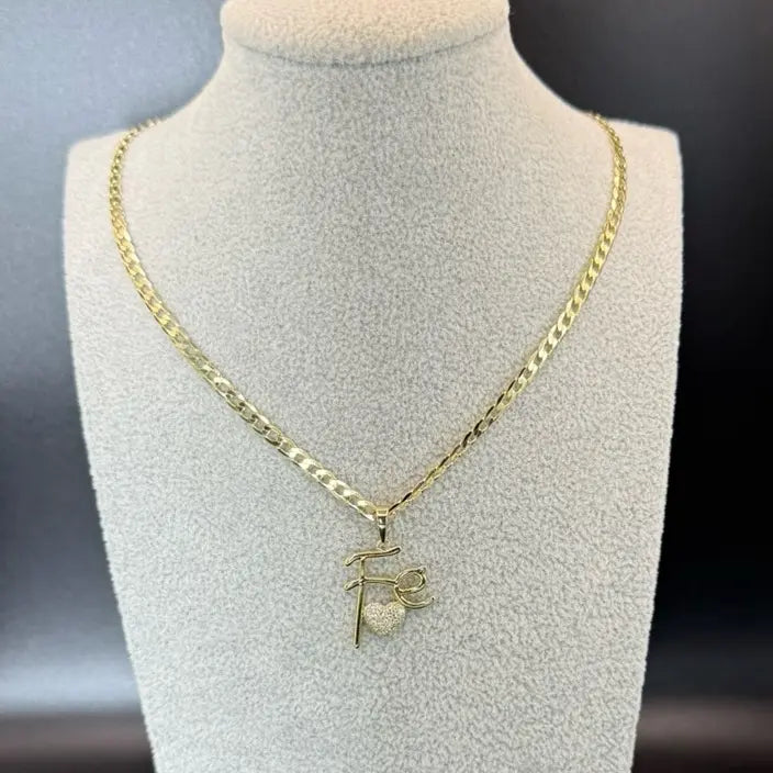 Gold Plated Cuban Chain & Faith Pendant 3mm Necklace  18 20 22 Inch Lengths Stylish Durable Jewelry for Various Occasions Cuban-7143