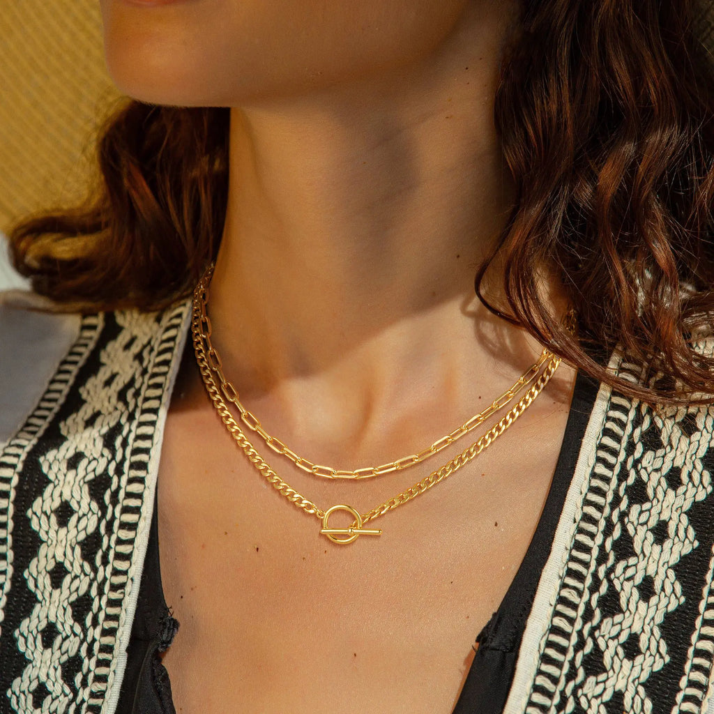 FREEKISS Layered Toggle Necklaces for Women: Dainty Link Chain Necklaces Paperclip Cuban Rope Adjustable Choker T-Bar Toggle Clasp Chunky Necklace for Women dealsforyoudays homeessentials Gold Choker Minimalist Necklace