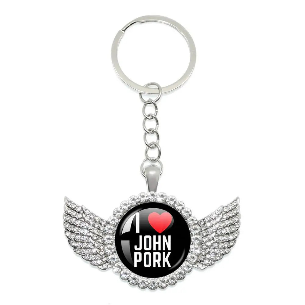 Whimsical John Pork Calling Phone Graphic Pig Necklace - Costume Jewelry for Women, Quirky Gift Accessories for Women, Moon Design POP Style Necklaces