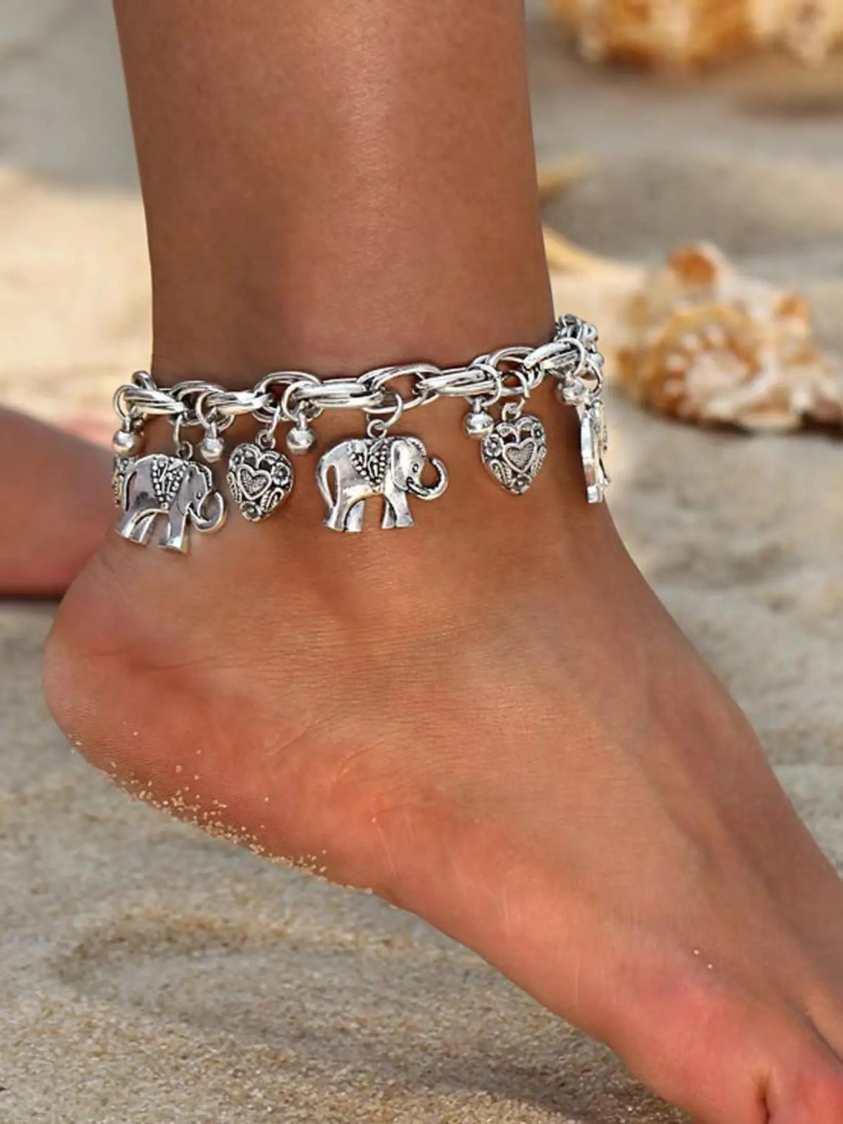 Women's Boho Style Elephant & Heart Design Anklet, Fashionable Retro Anklet for Women & Girls, Trendy All-match Vintage Body Jewelry As Gift for Summer Decor, Fashion Jewelry Accessories