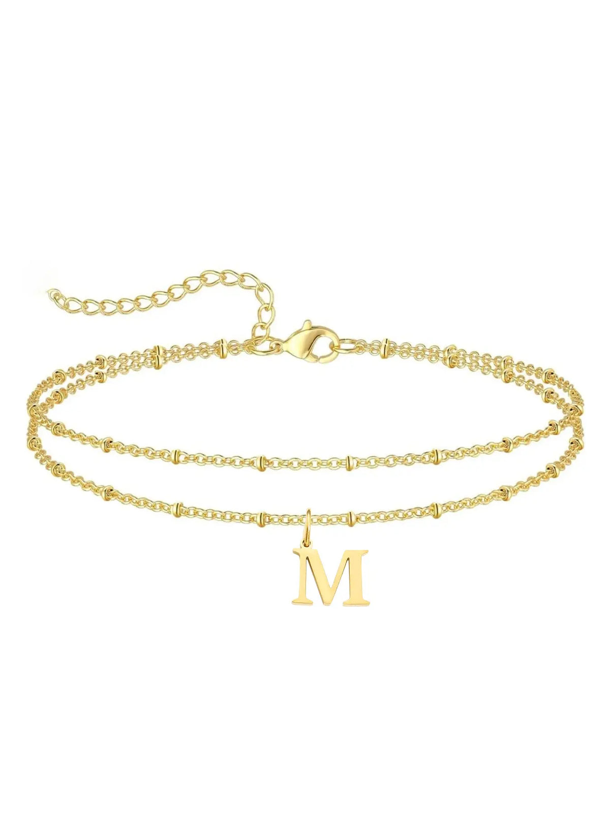 Letter A Design Anklet for Women, Fashion Jewelry for Party, Daily Clothing Decor, Jewelry for Birthday Gift, Personalized Jewelry Gift, Adjustable Anklet, Initial Anklet, Trendy Jewelry