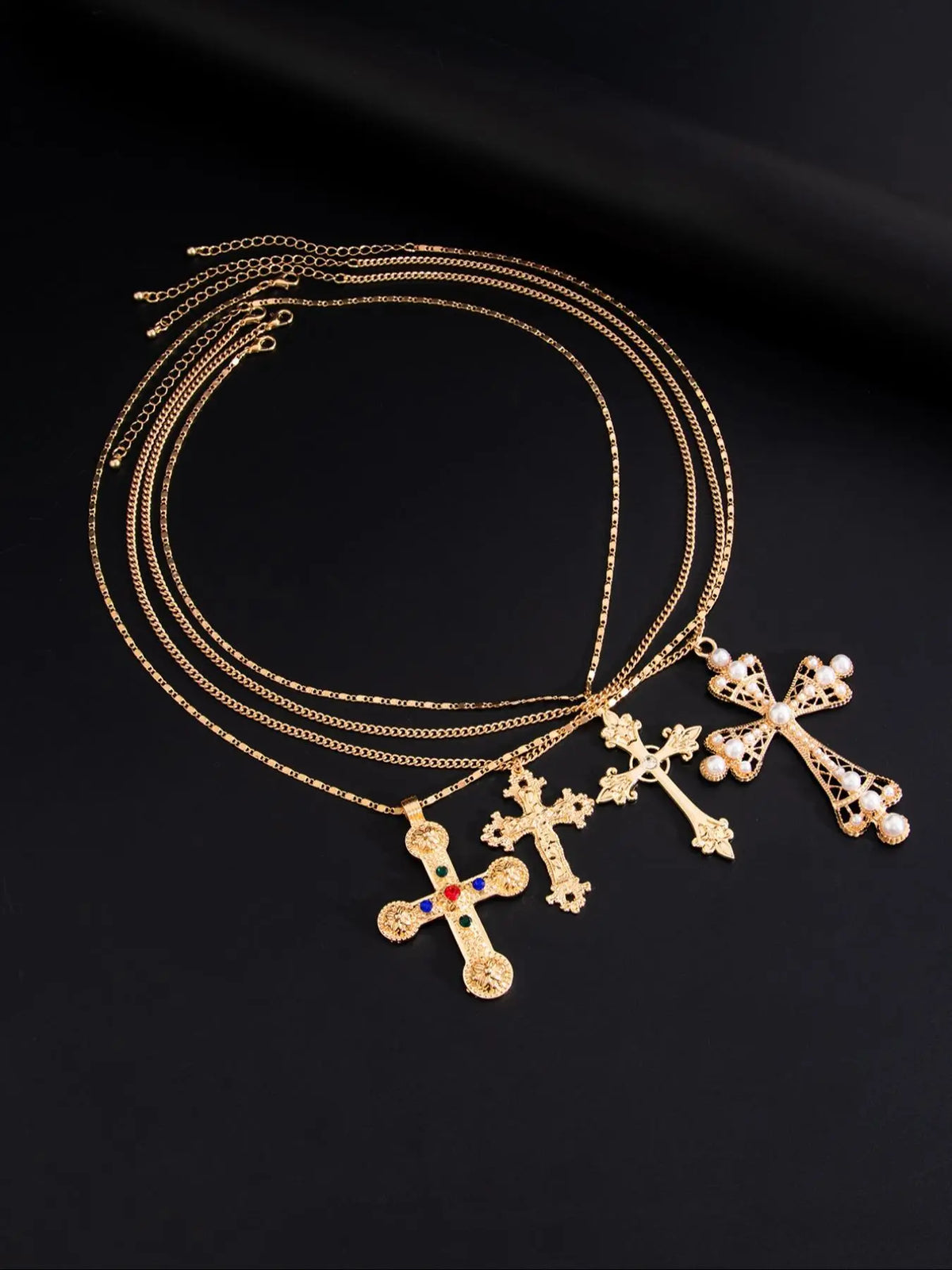 Vintage Punk Cross Pendant Necklace, Cross Chain Design, Fashion Jewelry for Party, Daily Clothing Decor, Trendy All-match & Exquisite Jewelry for Birthday Gift, Punk Style Necklace
