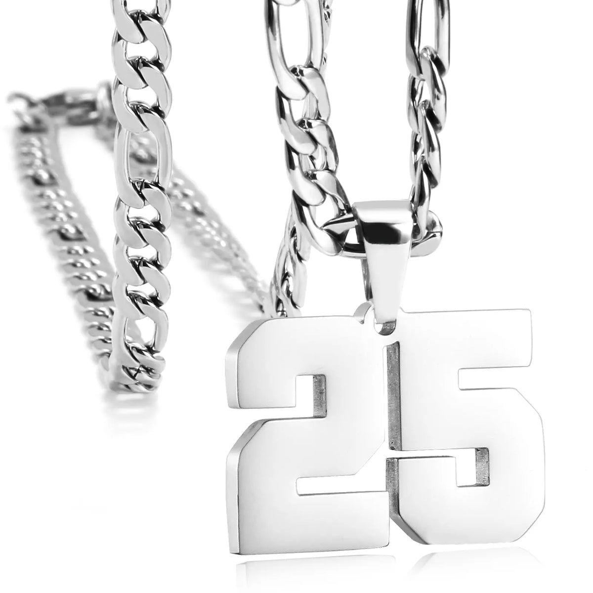 CaptainSteeL Personalized Number Pendant Necklaces for Men - 24in Stainless Steel Chains, Sports Team Inspiration Jewelry Gift, Men's Accessories, Football Drip Accessories, Mens Gifts, Waterproof Wear,sohochic