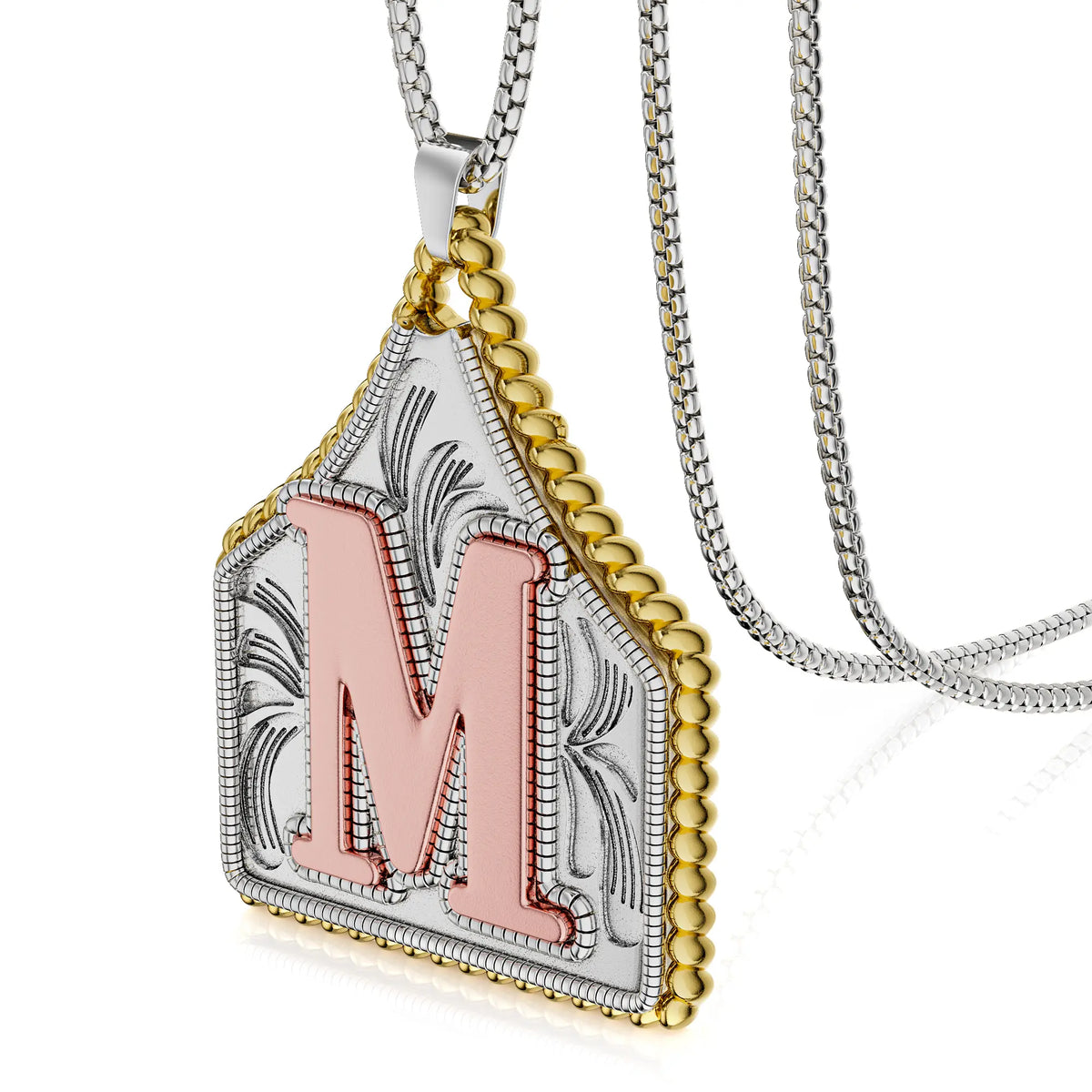 Dearmay Men's 14K Gold Plated Initial Necklace - Alphabet Detail Pendant Chain, Waterproof Hypoallergenic Vintage Western Personalized Jewelry, Unique Gifts for Man, Anniversary Gifts for Him