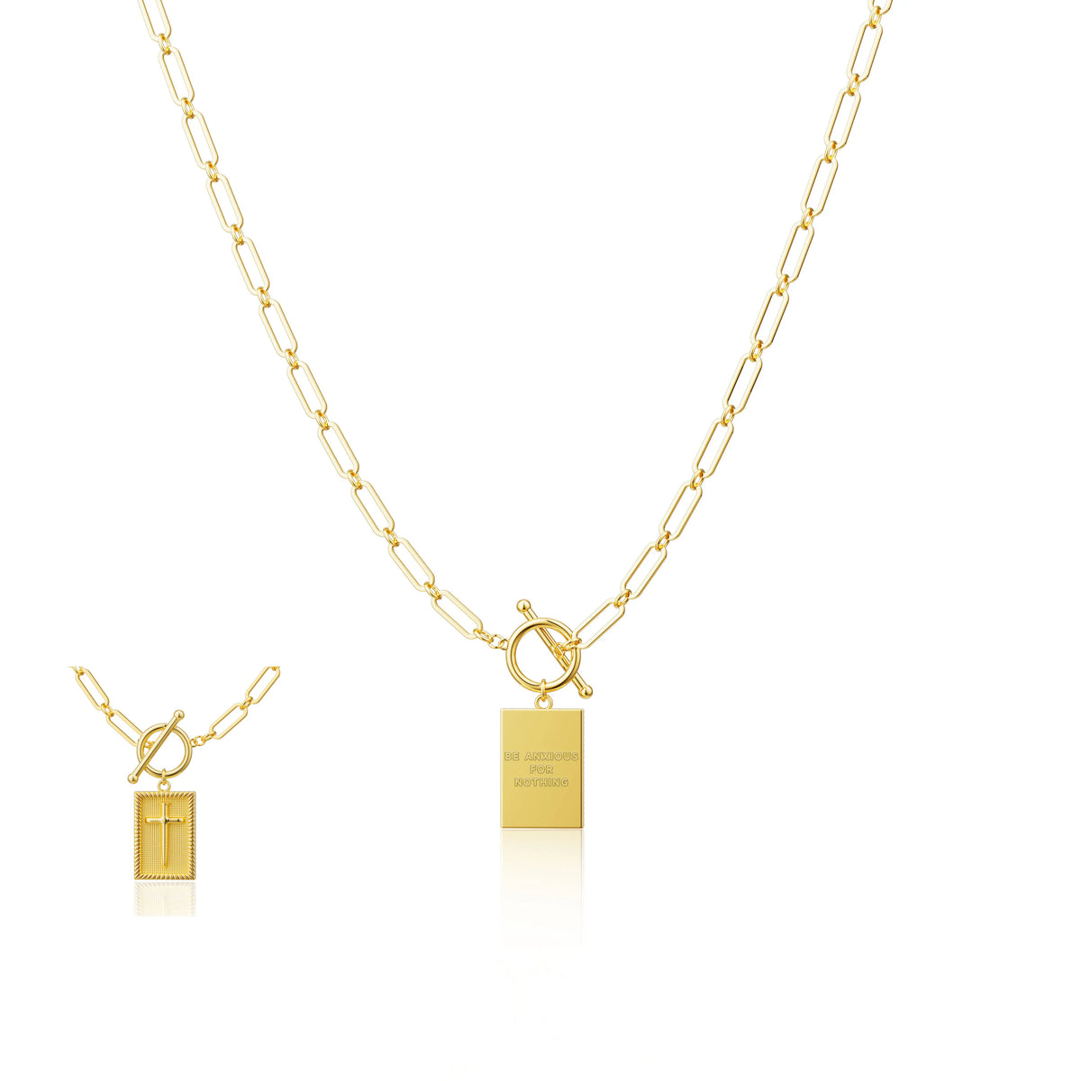 Loyalove 14K Gold Plated Charm Outdoorfun Cross Choker Necklace for Women Thick Chunky Paperclip Chain, Cuban Link Chain, Hip Hop Fashion Jewelry, Trendy Easter Gifts