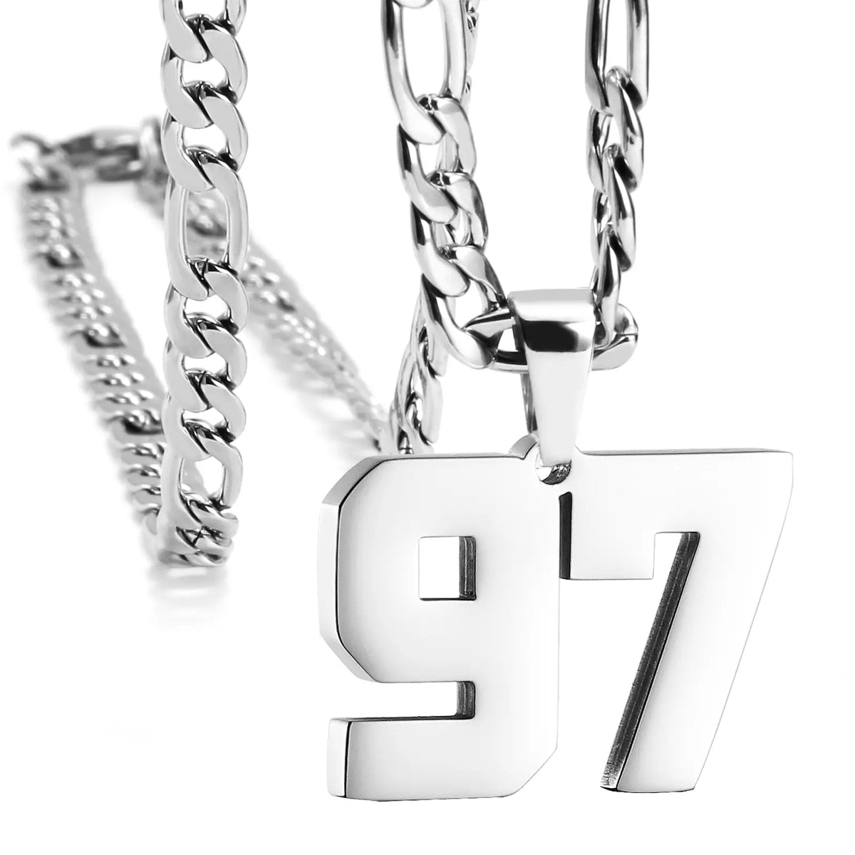 CaptainSteeL Personalized Number Pendant Necklaces for Men - 24in Stainless Steel Chains, Sports Team Inspiration Jewelry Gift, Men's Accessories, Football Drip Accessories, Mens Gifts, Waterproof Wear,sohochic