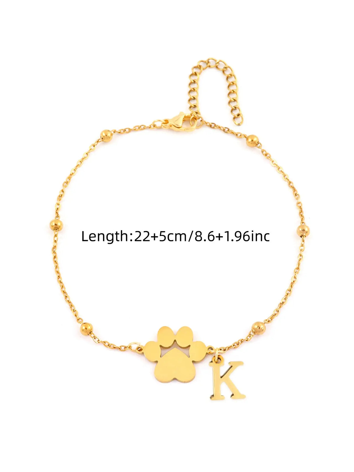 Women's Stainless Steel Anklet, Cute Letter Dog Paw Print Design, All Seasons Fashion Jewelry for Women, Initial Anklet