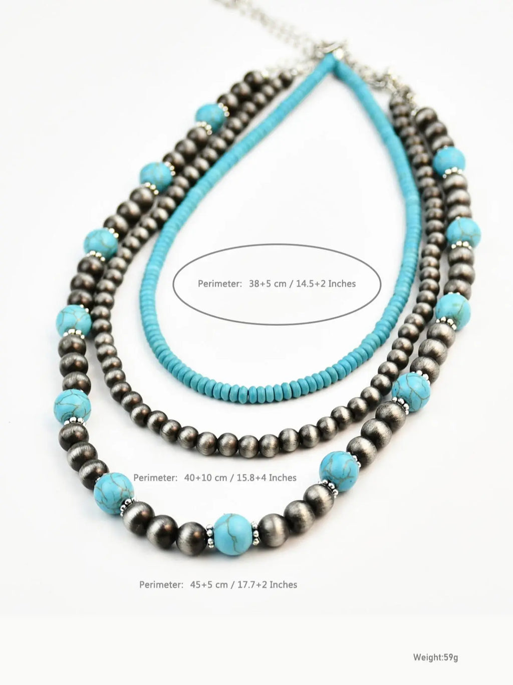 Boho Style Turquoise Texture Beaded Necklace Set, Fashion Jewelry for Party, Daily Clothing Decor, Trendy All-match & Exquisite Jewelry for Birthday Gift, Daily Wear Necklace, Decorative Necklace, Bead Necklaces