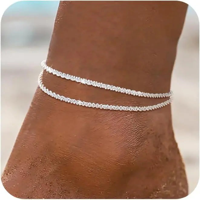 FREEKISS Ankle Bracelets For Women Cuban Snake Figaro Paperclip Box Link Chain Layered Anklet Set Dainty Fashion Waterproof Anklet Jewelry Gift For Women Gilrs For Christmas outdoorfun Stack anklets for women Elegant