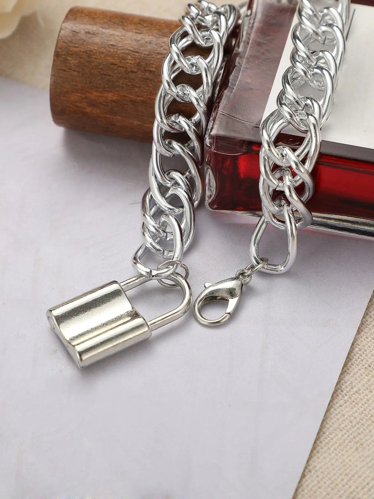 Fashion Chunky Chain & Lock Design Pendants Adjustable Anklet for Women & Girls, Casual Simple Plain Anklet for Party, Daily Clothing Decor, Trendy All-match & Exquisite Fashionable for Birthday Gift, Gifts for Her, Trendy Fashionable Accessories