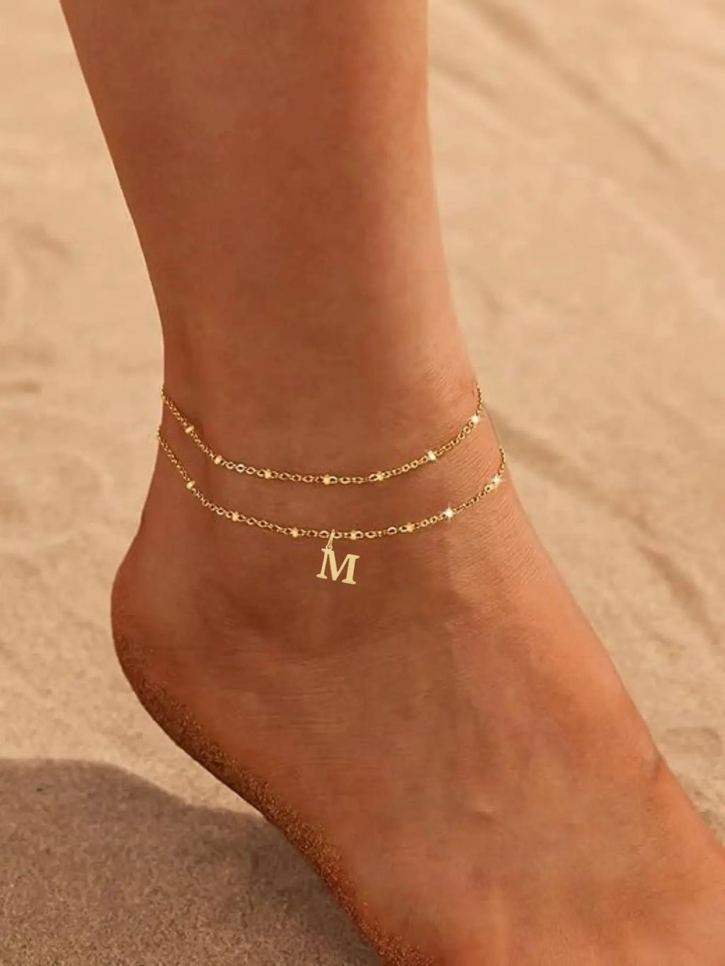 Letter A Design Anklet for Women, Fashion Jewelry for Party, Daily Clothing Decor, Jewelry for Birthday Gift, Personalized Jewelry Gift, Adjustable Anklet, Initial Anklet, Trendy Jewelry
