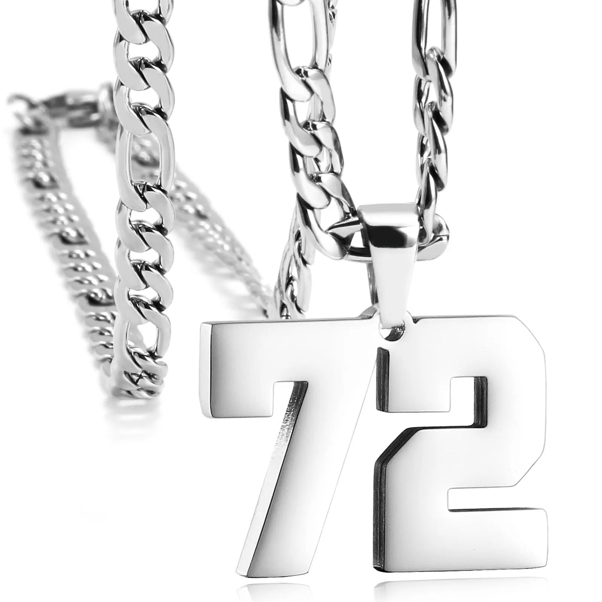 CaptainSteeL Personalized Number Pendant Necklaces for Men - 24in Stainless Steel Chains, Sports Team Inspiration Jewelry Gift, Men's Accessories, Football Drip Accessories, Mens Gifts, Waterproof Wear,sohochic