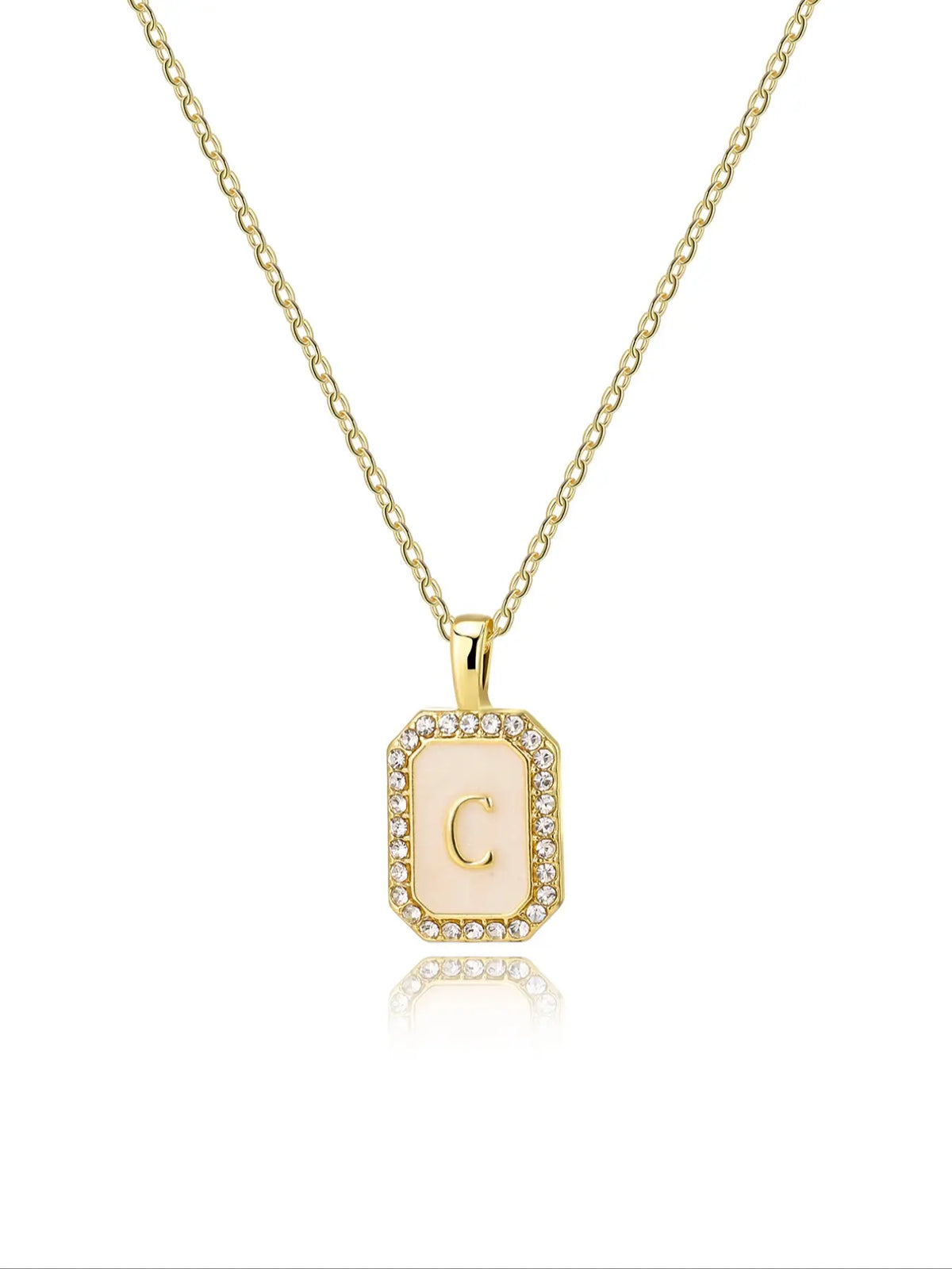 Personalized A-Z Letter Pendant Necklace for Women, Square Rhinestone Inlay, Vintage Glamorous Fashion Jewelry Gift for Her, Elegant Rhinestone Necklace, Initial Letter Necklace, Custom Initial Necklace, Alphabet Necklace