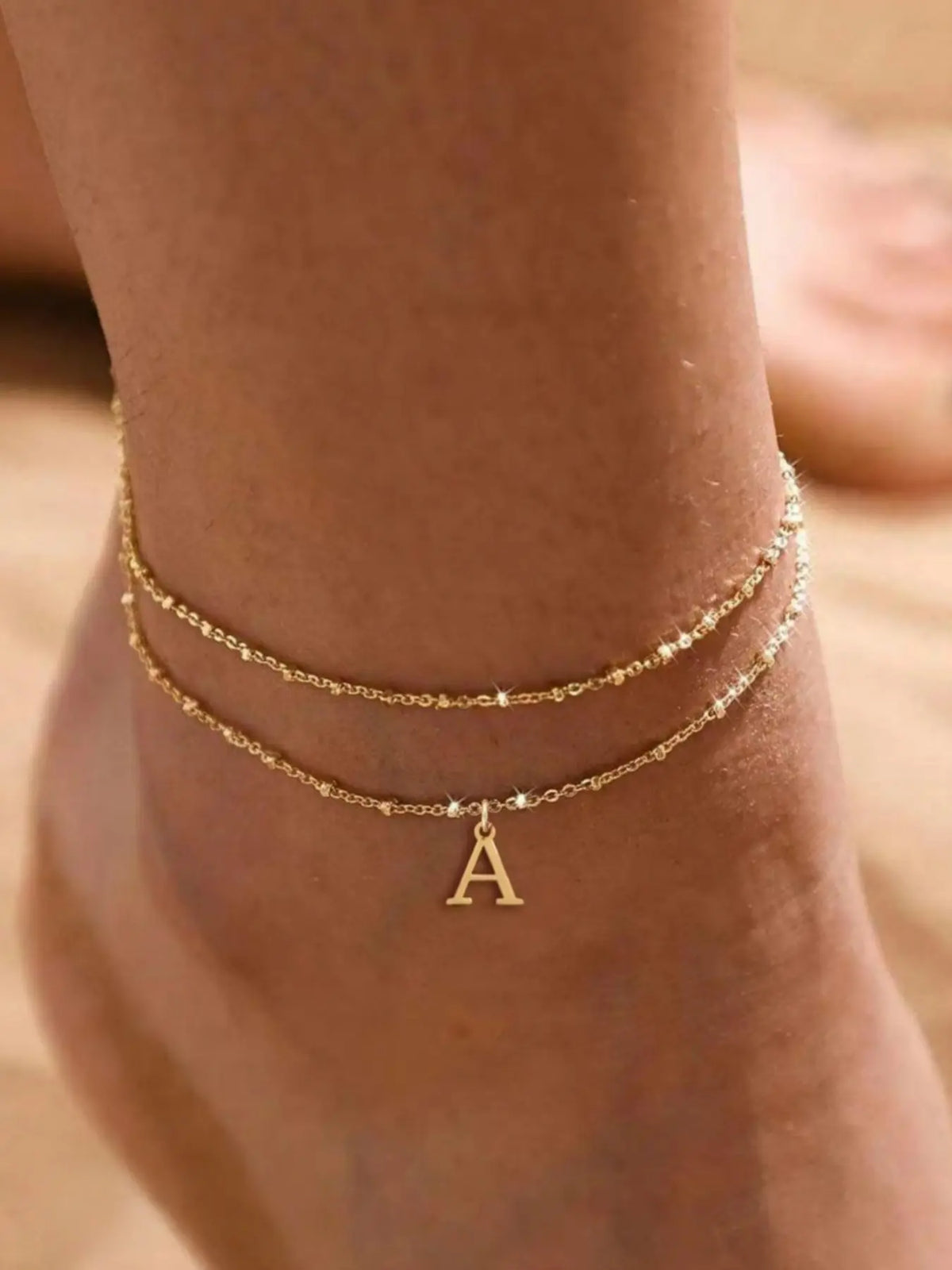 Letter A Design Anklet for Women, Fashion Jewelry for Party, Daily Clothing Decor, Jewelry for Birthday Gift, Personalized Jewelry Gift, Adjustable Anklet, Initial Anklet, Trendy Jewelry