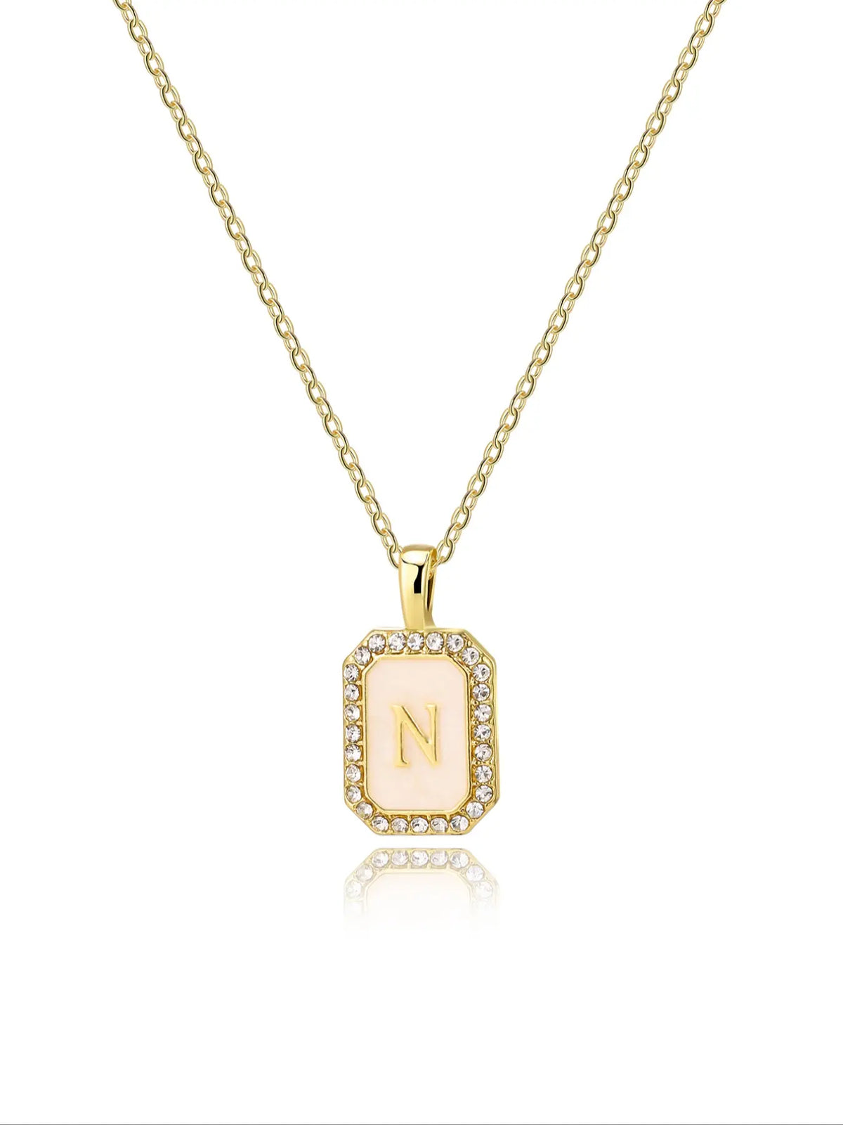 Personalized A-Z Letter Pendant Necklace for Women, Square Rhinestone Inlay, Vintage Glamorous Fashion Jewelry Gift for Her, Elegant Rhinestone Necklace, Initial Letter Necklace, Custom Initial Necklace, Alphabet Necklace