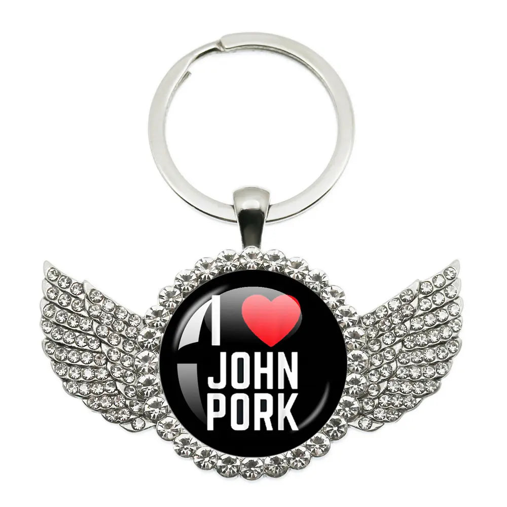 Whimsical John Pork Calling Phone Graphic Pig Necklace - Costume Jewelry for Women, Quirky Gift Accessories for Women, Moon Design POP Style Necklaces