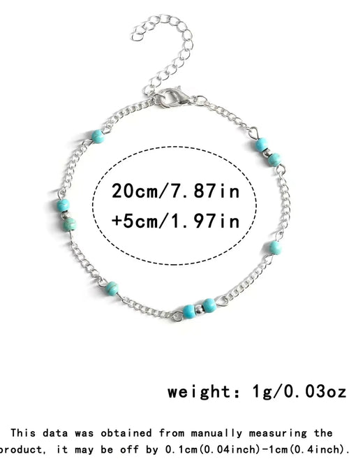 Ankle Bracelets for Women Boho Anklet Waterproof Turquoise Anklets Link Chain Non Tarnish, Dainty Anklet Bracelets Adjustable Summer Beach Foot Jewelry Elegant Accessory Trendy Jewelry