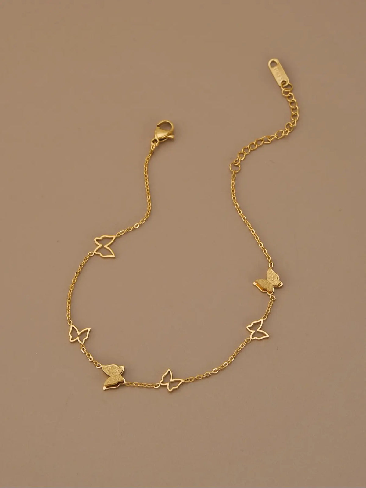 Elegant Hollow Design Butterfly Stainless Steel Anklet for Women, Summer Jewelry, Jewellery, Perfect Gift for Beach Parties & Summer Vacations, Casual Style Ankle Chain