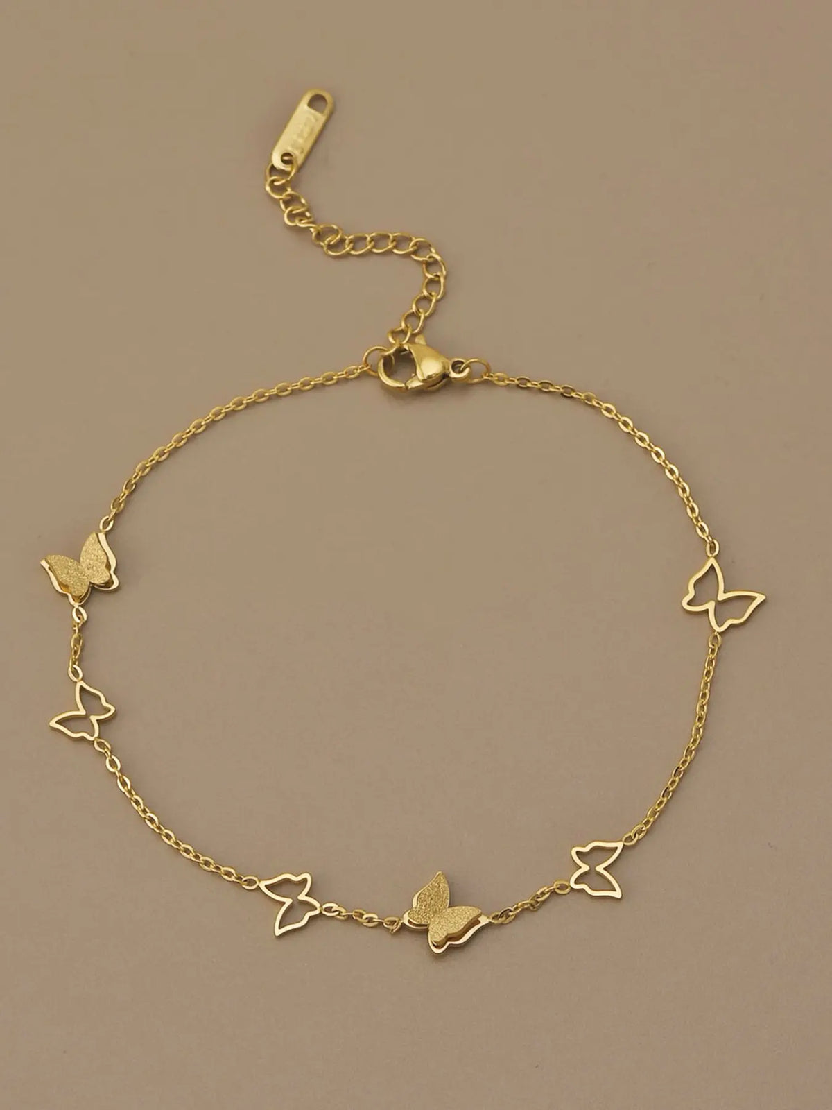 Elegant Hollow Design Butterfly Stainless Steel Anklet for Women, Summer Jewelry, Jewellery, Perfect Gift for Beach Parties & Summer Vacations, Casual Style Ankle Chain