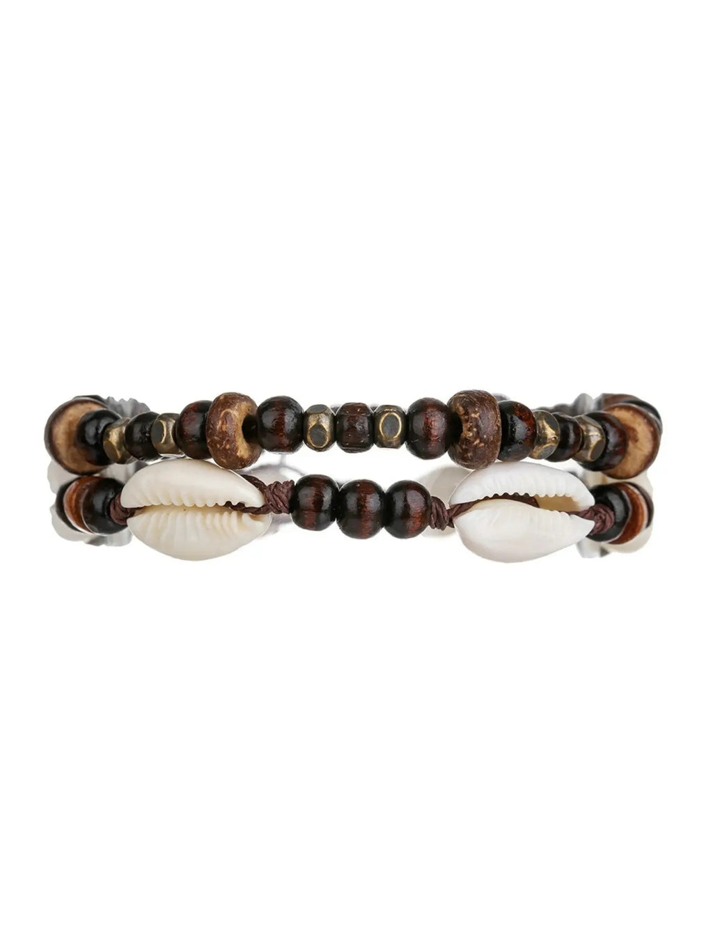 Boho Ethnic Shell Wood Bead Coconut Shell Anklet, Adjustable Woven Beach Vacation Bracelet, Men's Fashion Foot Jewelry, Fashionable Accessory