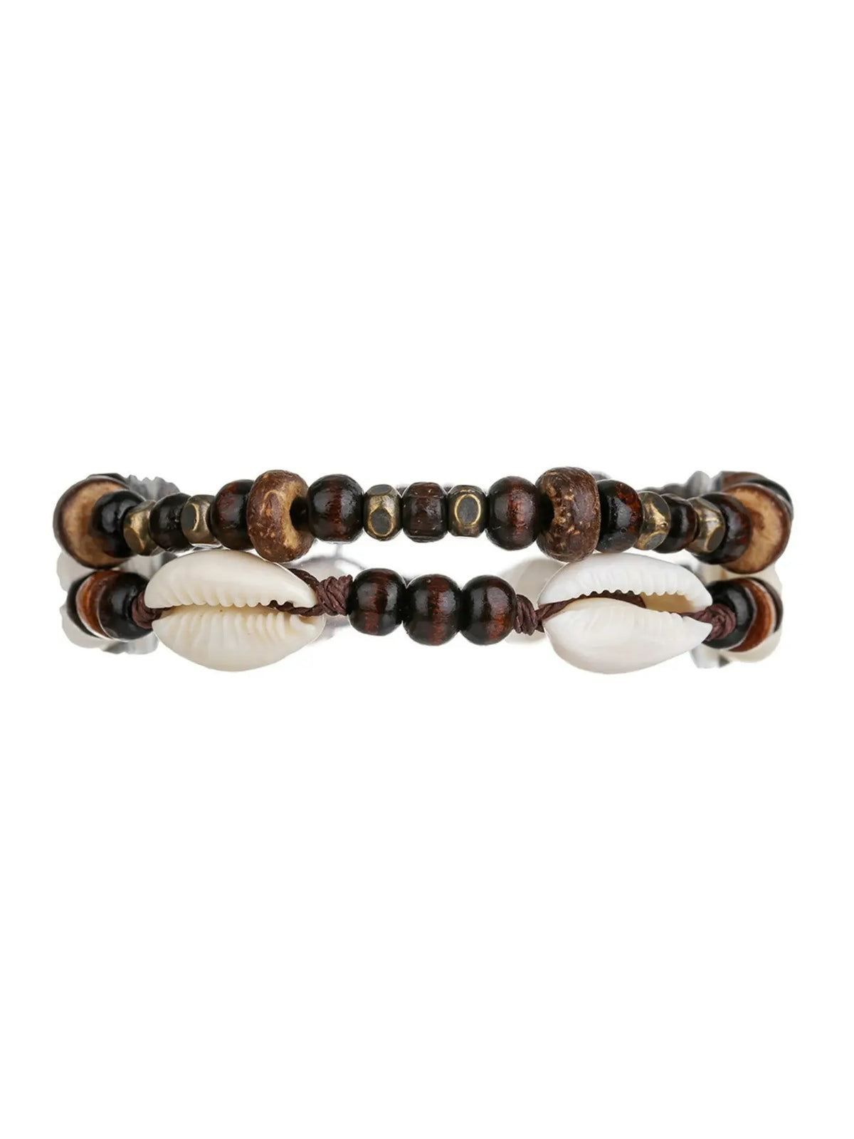 Boho Ethnic Shell Wood Bead Coconut Shell Anklet, Adjustable Woven Beach Vacation Bracelet, Men's Fashion Foot Jewelry, Fashionable Accessory
