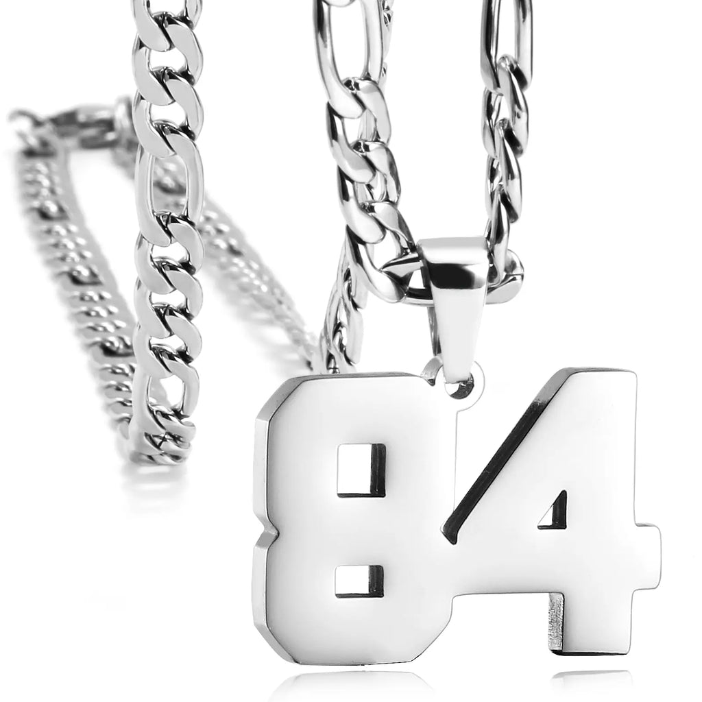 CaptainSteeL Personalized Number Pendant Necklaces for Men - 24in Stainless Steel Chains, Sports Team Inspiration Jewelry Gift, Men's Accessories, Football Drip Accessories, Mens Gifts, Waterproof Wear,sohochic