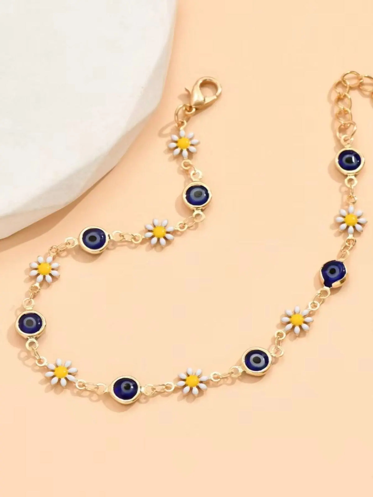 Cute Daisy Devil Eye Anklet for Men and Women, Simple and Elegant Design, Perfect for Daily Wear, Festivals, Parties, Fashionable Jewelry Accessories