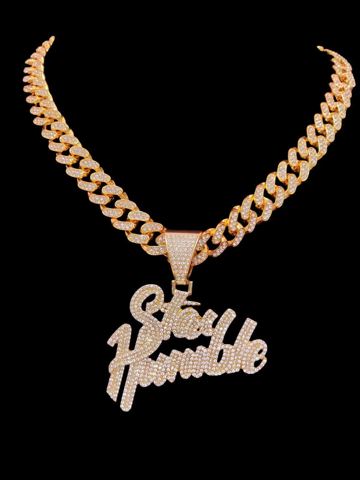 Fashion Creative Inspirational Letter Pendant Necklace, Miami Cuban Chain, Cuban Link Chains, Street Style Hip Hop Jewelry for Men Women, All Seasons Wear