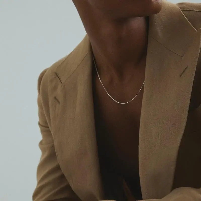Handmade 1mm Round Beads Snake Bone Chain Necklace - Unisex Costume Jewelry, Elegant Classic Design, Thoughtful Holiday Gift, Chai Accessory, Buy 2 Get 1 Free, Handmade Bone Charm Necklaces