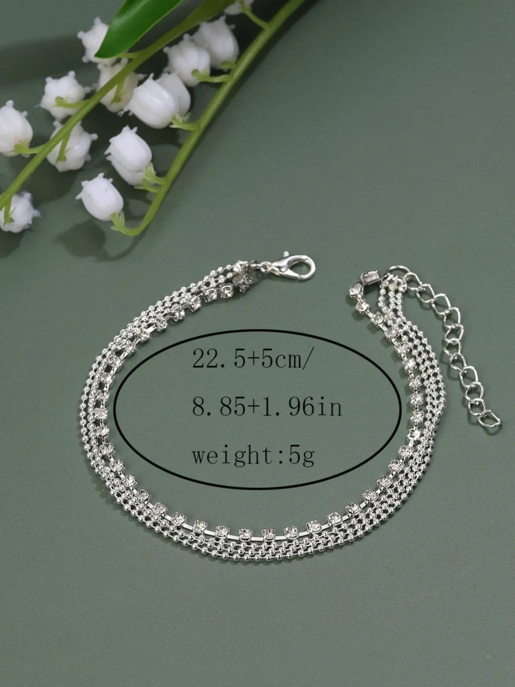 Rhinestone Decor Adjustable Strap Stackable Anklet, Designer Anklet for Women As Gift, Trendy Exquisite Jewelry for Party, Daily Clothing Decor, Dainty Layered Anklet, Fashionable Accessories