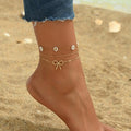 Women's Pearl Flower Layered Bow Charm Anklet Set - Trendy Fashionable Accessories, Aesthetic Anklets for Summer Beach Vacation & Daily Wear