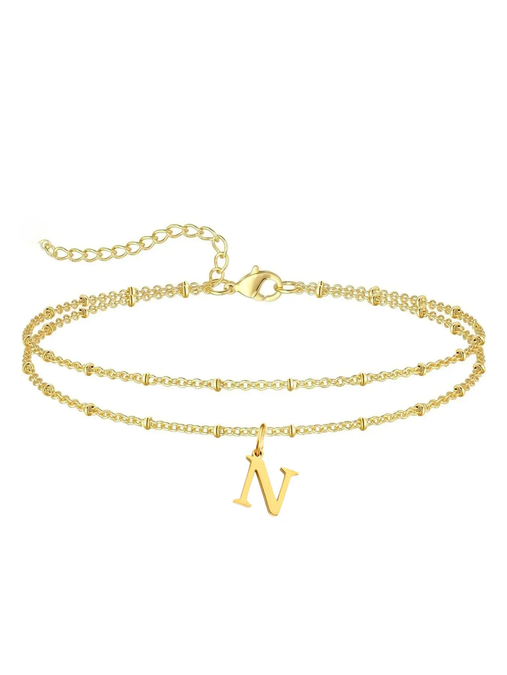 Letter A Design Anklet for Women, Fashion Jewelry for Party, Daily Clothing Decor, Jewelry for Birthday Gift, Personalized Jewelry Gift, Adjustable Anklet, Initial Anklet, Trendy Jewelry