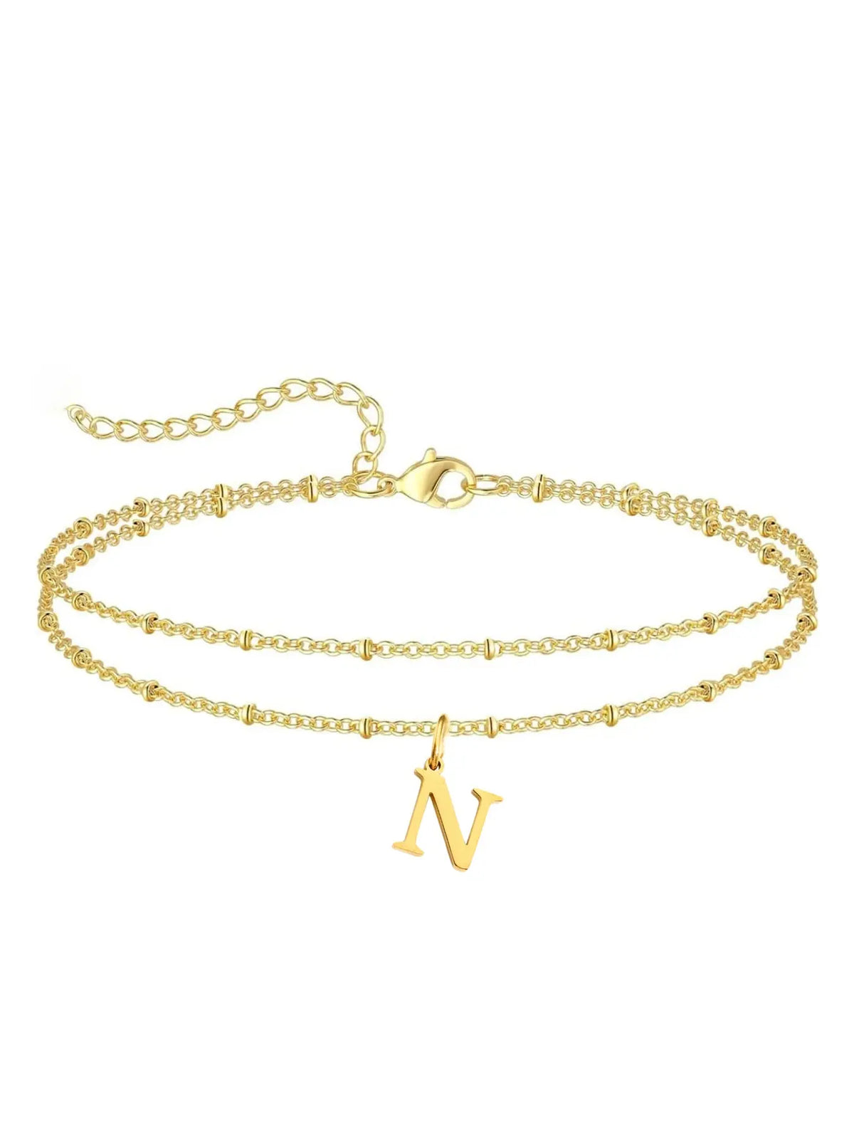 Letter A Design Anklet for Women, Fashion Jewelry for Party, Daily Clothing Decor, Jewelry for Birthday Gift, Personalized Jewelry Gift, Adjustable Anklet, Initial Anklet, Trendy Jewelry