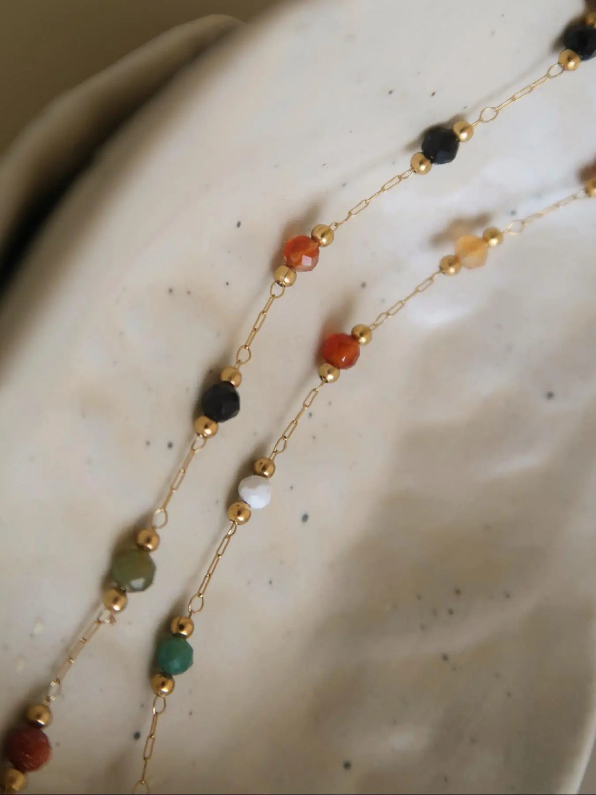 Women's Stainless Steel Non Tarnish No Tarnishing Gemstone Necklace with Colorful Natural Stone Beads, Casual Daily Wear Jewelry Gift, Random Colors and Styles
