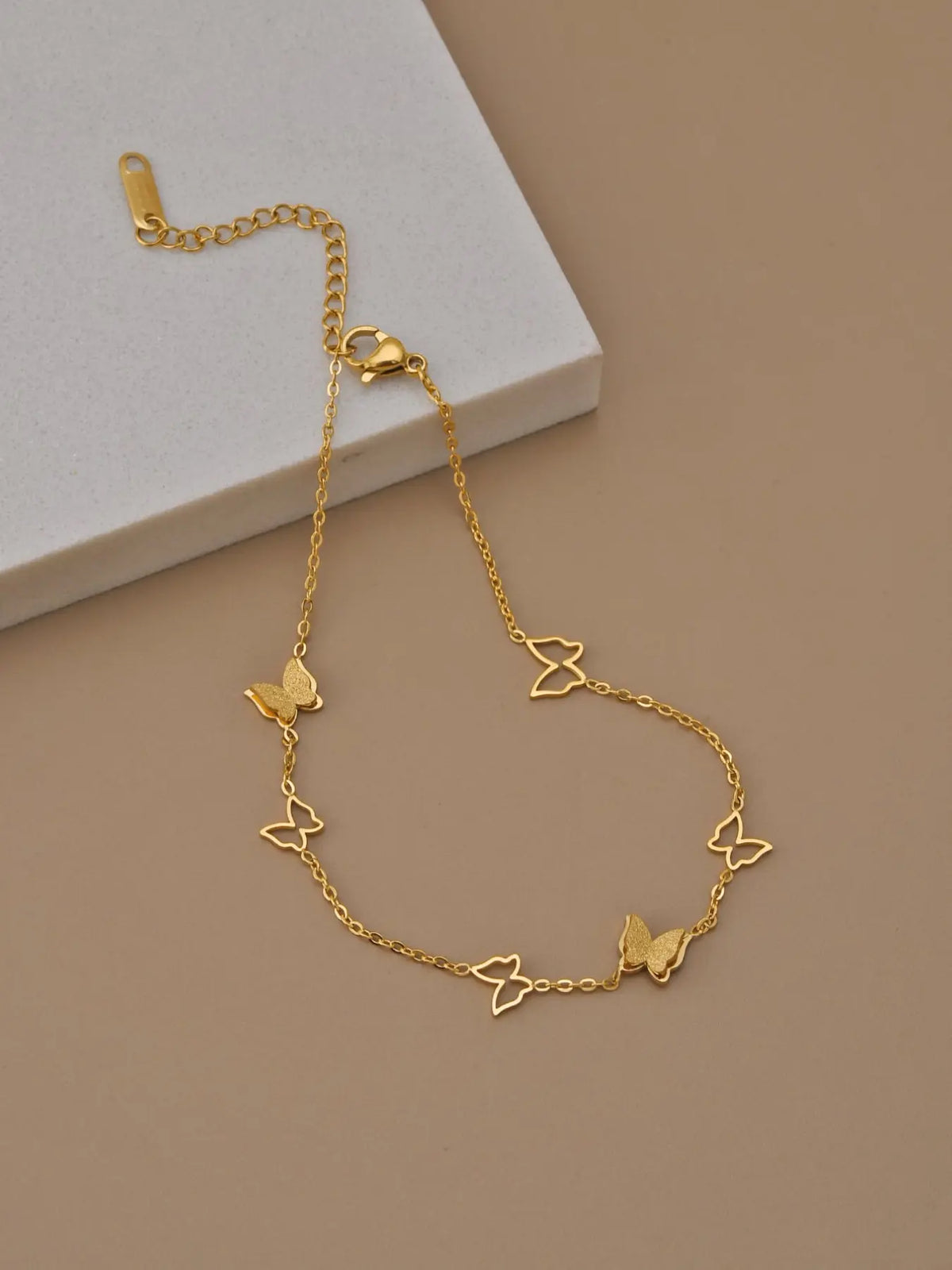 Elegant Hollow Design Butterfly Stainless Steel Anklet for Women, Summer Jewelry, Jewellery, Perfect Gift for Beach Parties & Summer Vacations, Casual Style Ankle Chain