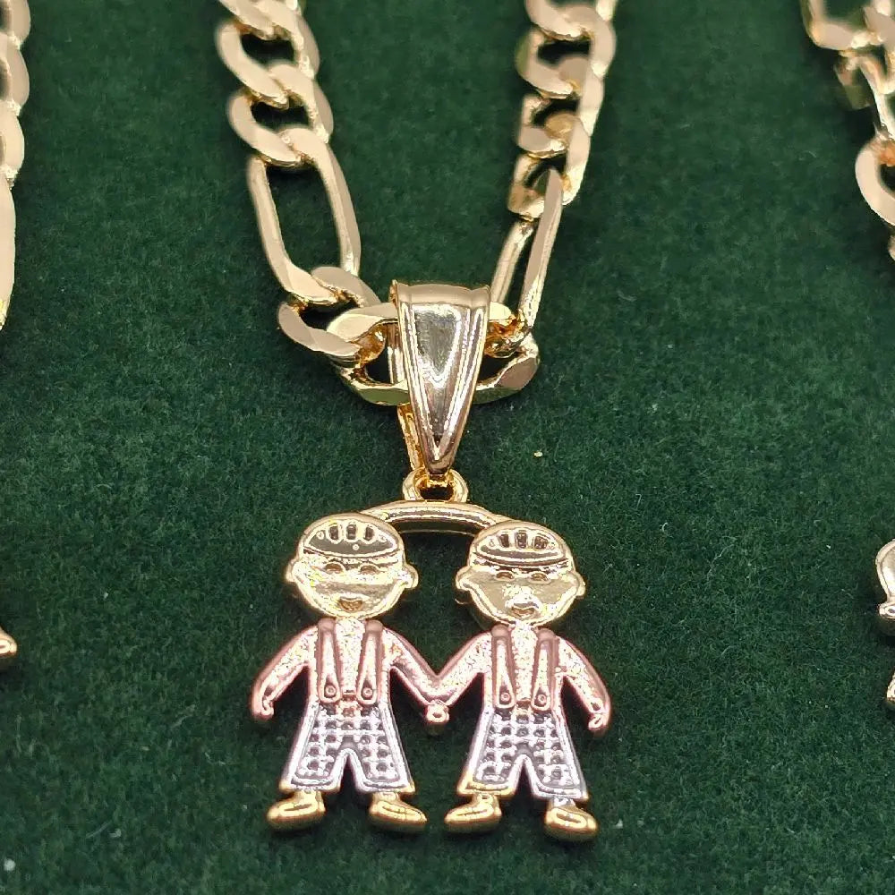 Female Mom's Pendant Necklace with 22" GP Chain, Children & Grandchildren Boy & Girl Charms, Valentine Gifts for Mom, Chain Jewelry